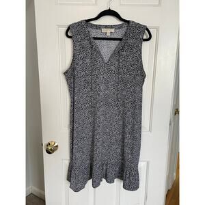 Michael Michael Kors Womens XL Dress Black White Floral Summer Tassel Sleeveless